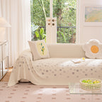 Cooling Ice Silk Sofa Cover Blanket, Floral Soft Silky Breathable Couch Throw Cover