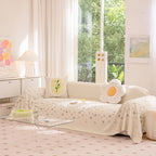 Cooling Ice Silk Sofa Cover Blanket, Floral Soft Silky Breathable Couch Throw Cover