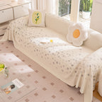 Cooling Ice Silk Sofa Cover Blanket, Floral Soft Silky Breathable Couch Throw Cover