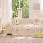 Cooling Ice Silk Sofa Cover Blanket, Floral Soft Silky Breathable Couch Throw Cover