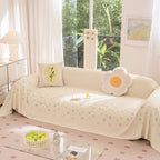 Cooling Ice Silk Sofa Cover Blanket, Floral Soft Silky Breathable Couch Throw Cover