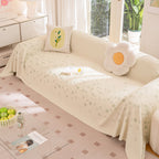 Cooling Ice Silk Sofa Cover Blanket, Floral Soft Silky Breathable Couch Throw Cover