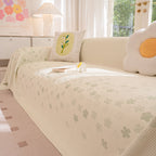 Cooling Ice Silk Sofa Cover Blanket, Floral Soft Silky Breathable Couch Throw Cover