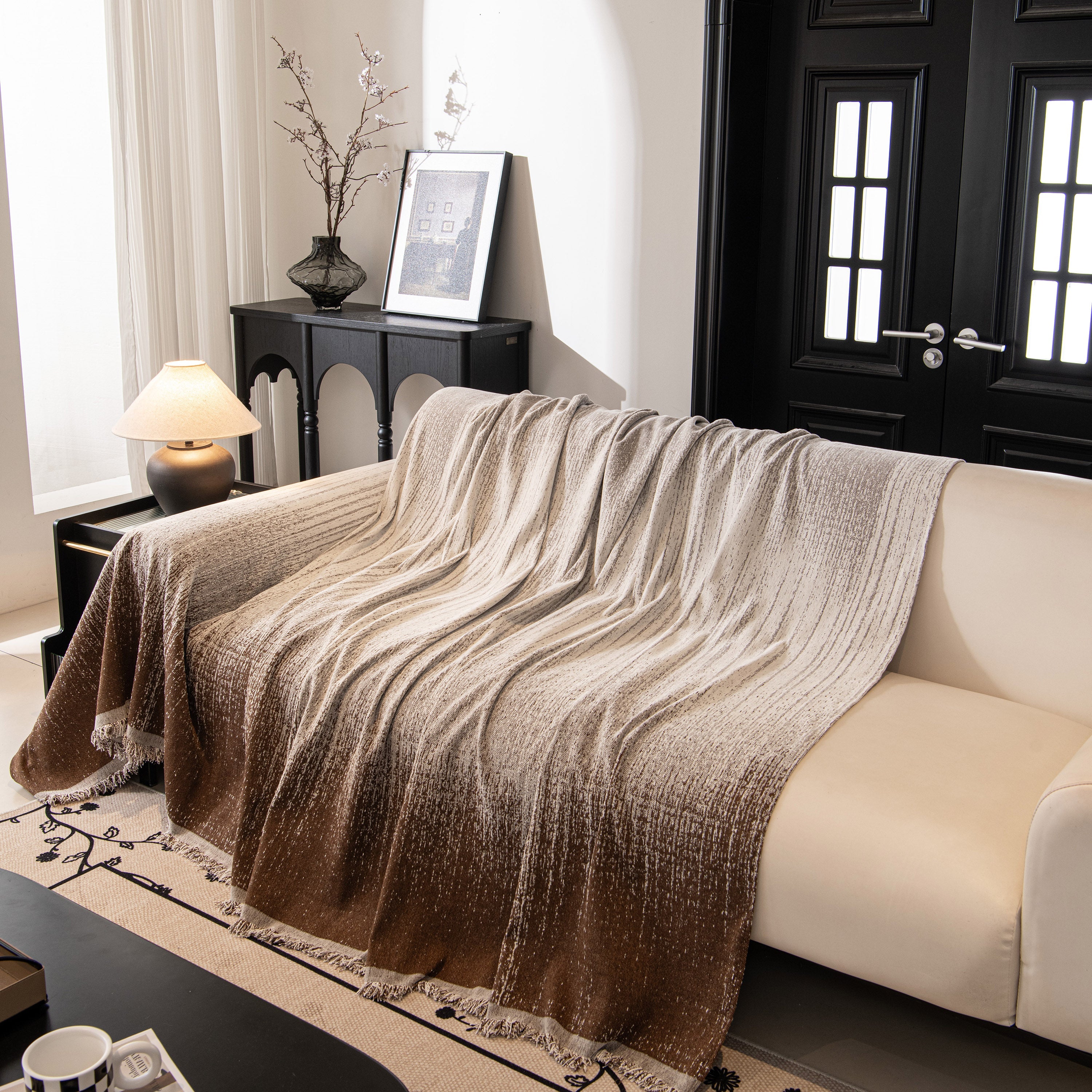 Modern Textured Sofa Cover Blanket, Tightly Woven Pet Sofa Throw for Sectional Couches
