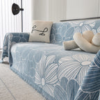Chenille Jacquard Sofa Throw Cover with Tassels, All-Season Furniture Protector for Home and Office