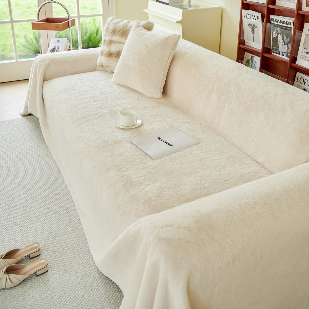 Faux Fur Smooth Plush Comfy Couch Covers, Soft Thicked Durable Blankets and Throws for Sofas