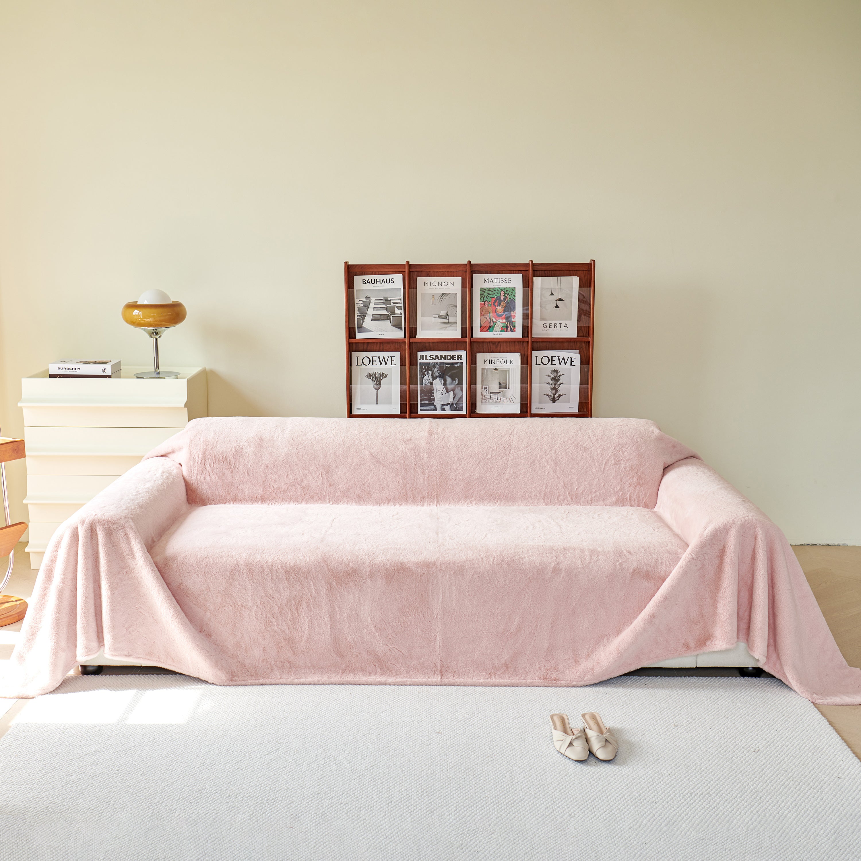 Faux Fur Smooth Plush Comfy Couch Covers, Soft Thicked Durable Blankets and Throws for Sofas