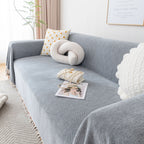 Boho Herringbone Sofa Throw Blanket with Pom Pom Tassels Stylish Furniture Slipcover