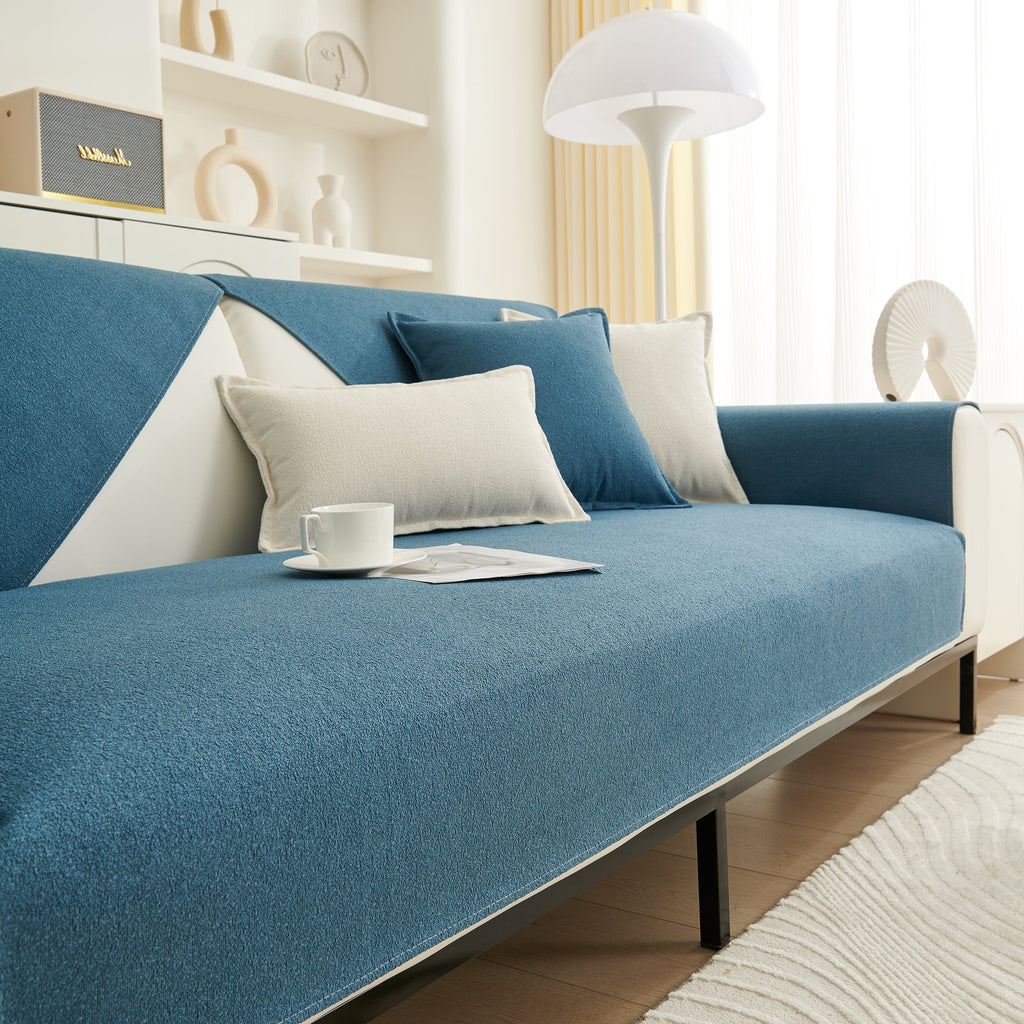 Luxurious Teddy Velvet Solid Sofa Towel - Non-Slip Waterproof Sofa Cover Furniture Protector and Pet Couch Cover
