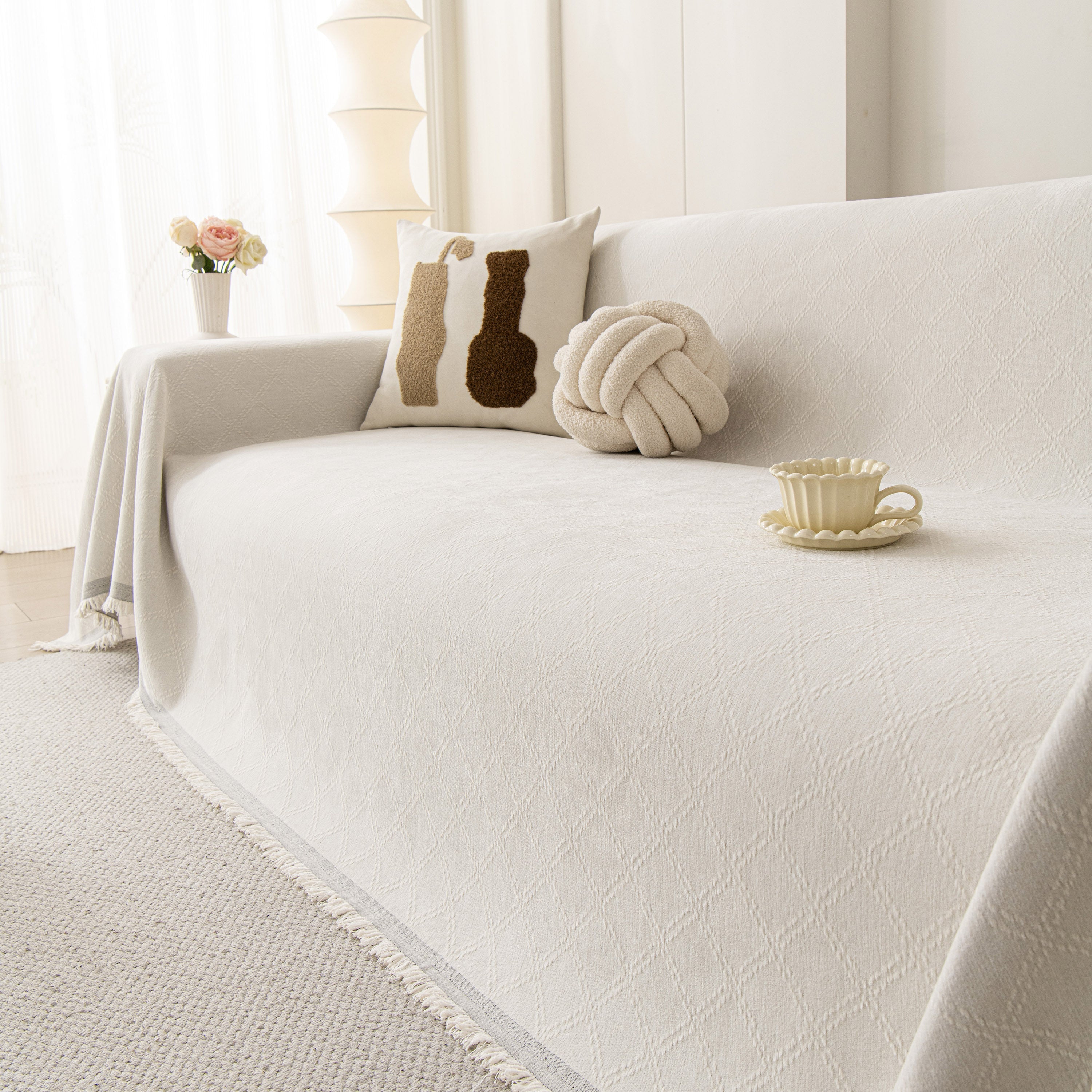Soft Textured Couch Cover Slipcover Blanket, Modern Couch Covers for Dogs Washable