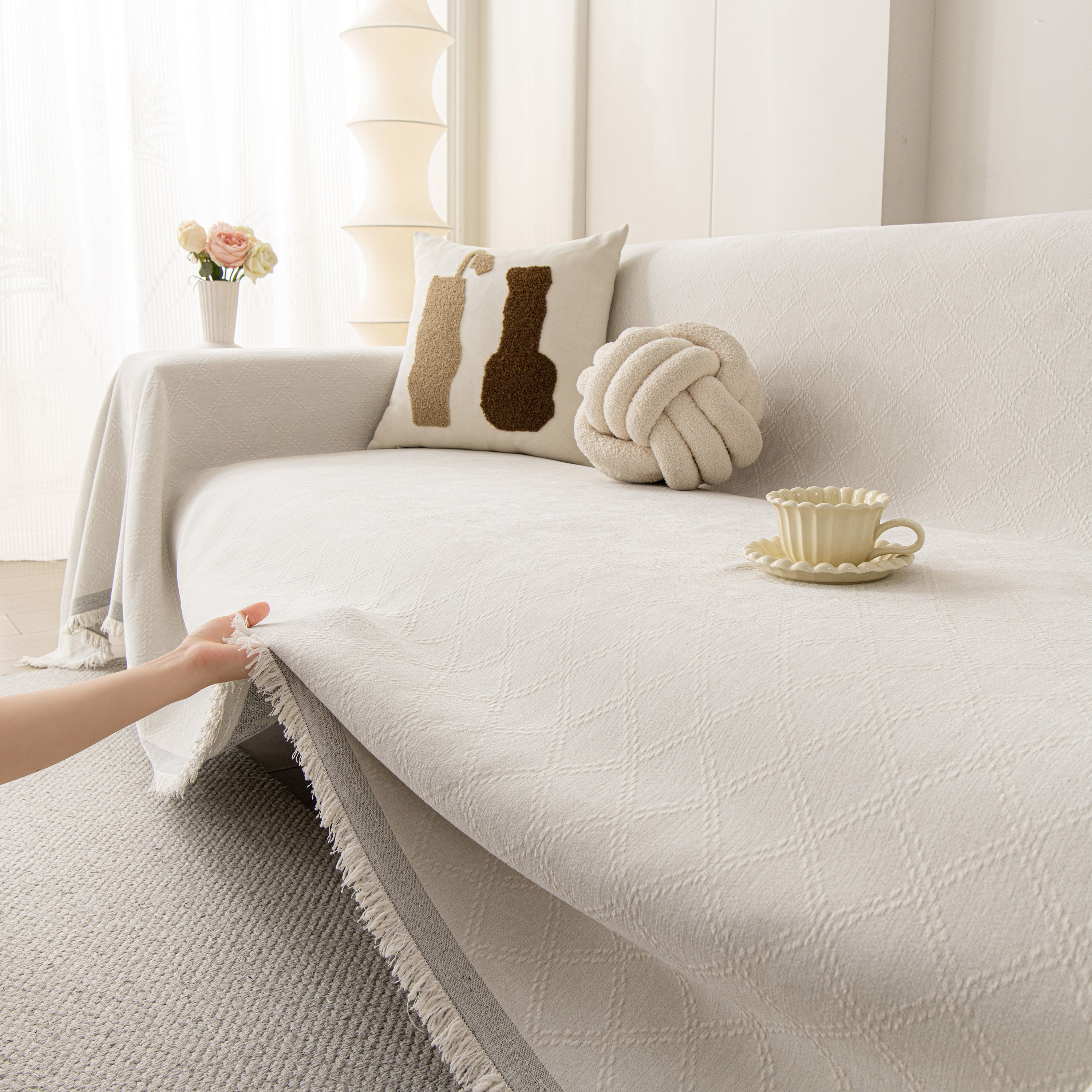 Soft Textured Couch Cover Slipcover Blanket, Modern Couch Covers for Dogs Washable
