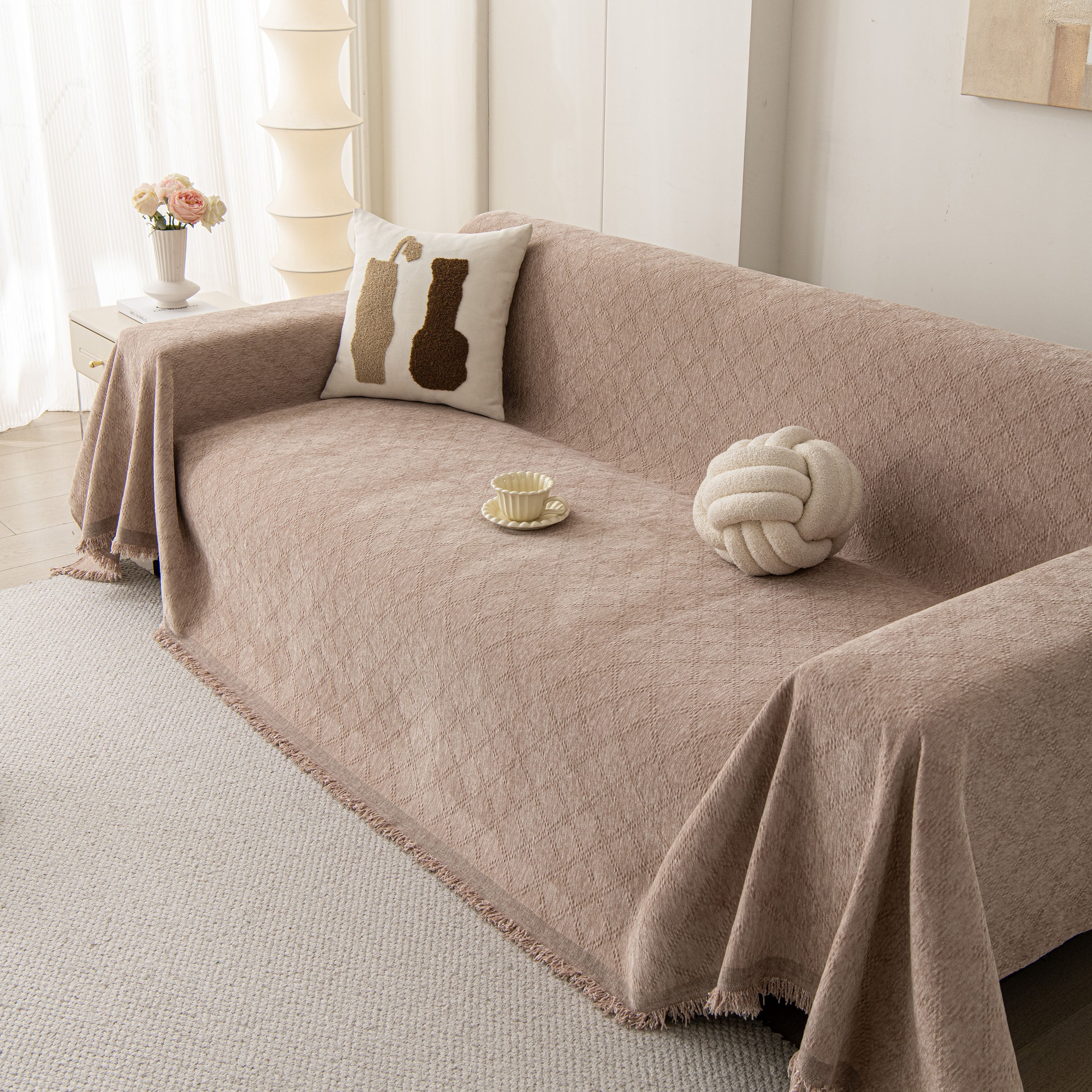 Soft Textured Couch Cover Slipcover Blanket, Modern Couch Covers for Dogs Washable