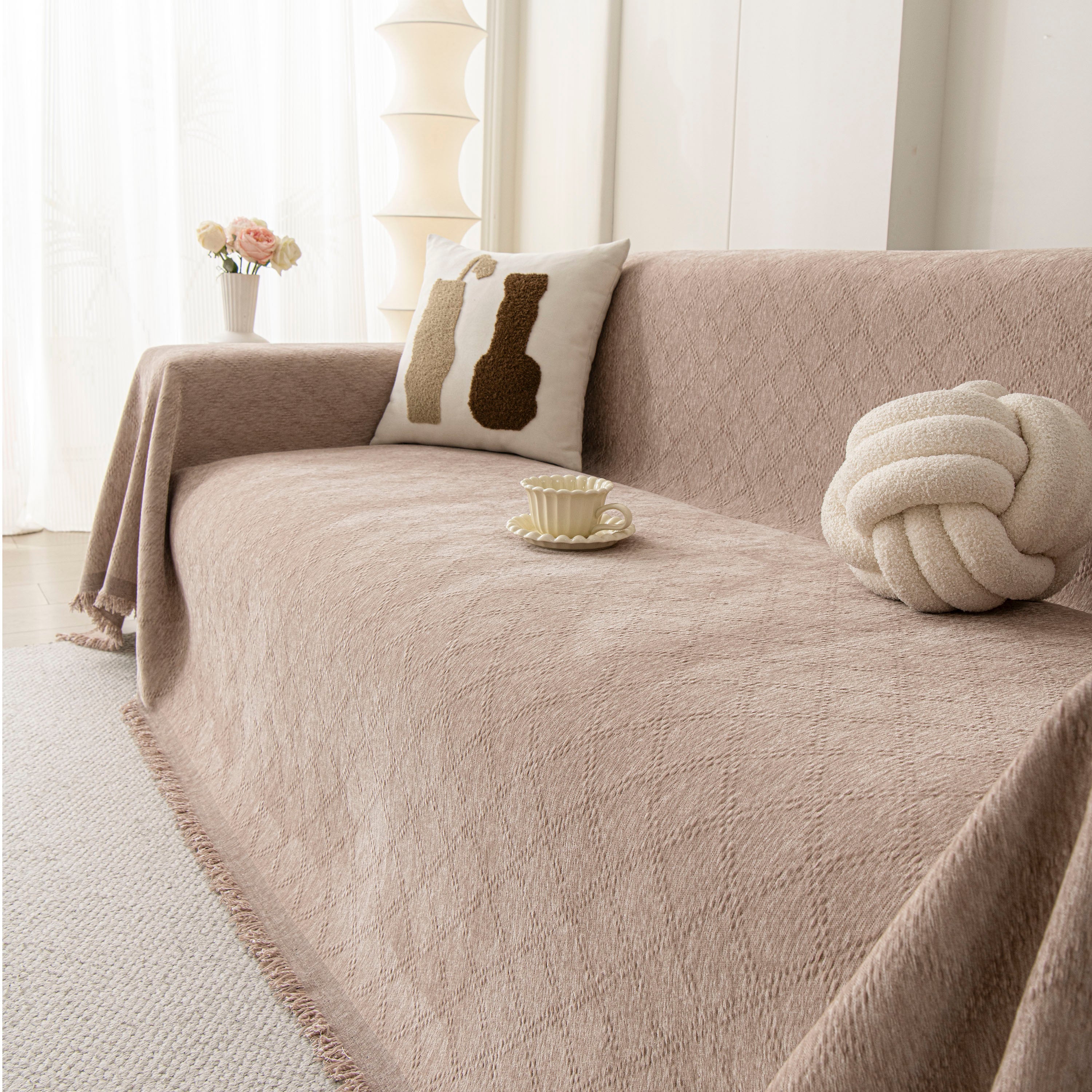 Soft Textured Couch Cover Slipcover Blanket, Modern Couch Covers for Dogs Washable
