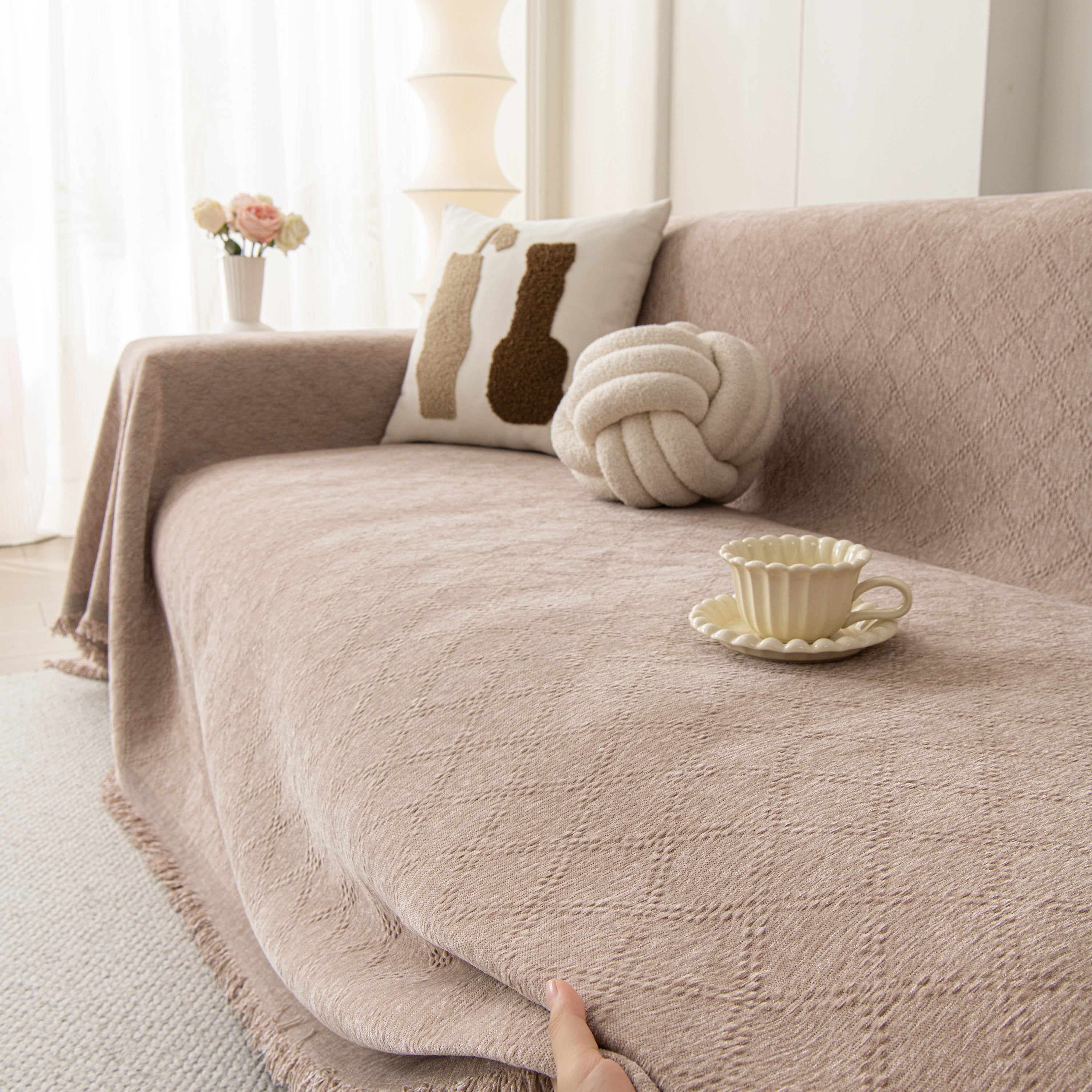Soft Textured Couch Cover Slipcover Blanket, Modern Couch Covers for Dogs Washable