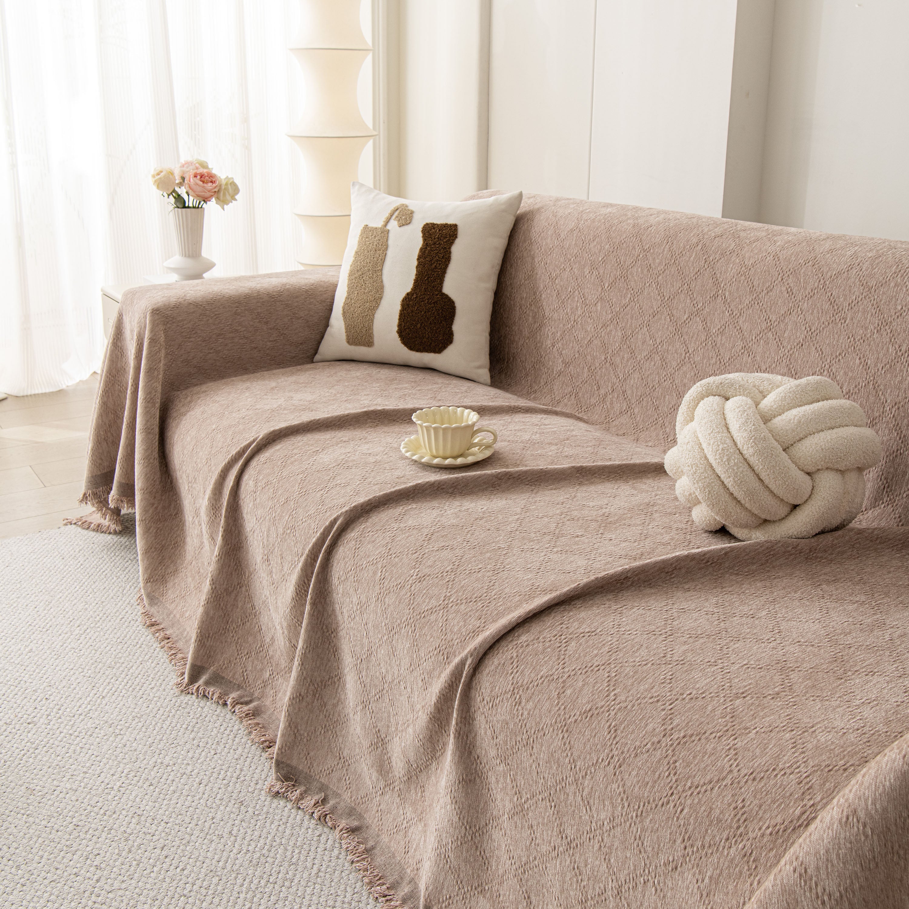 Soft Textured Couch Cover Slipcover Blanket, Modern Couch Covers for Dogs Washable