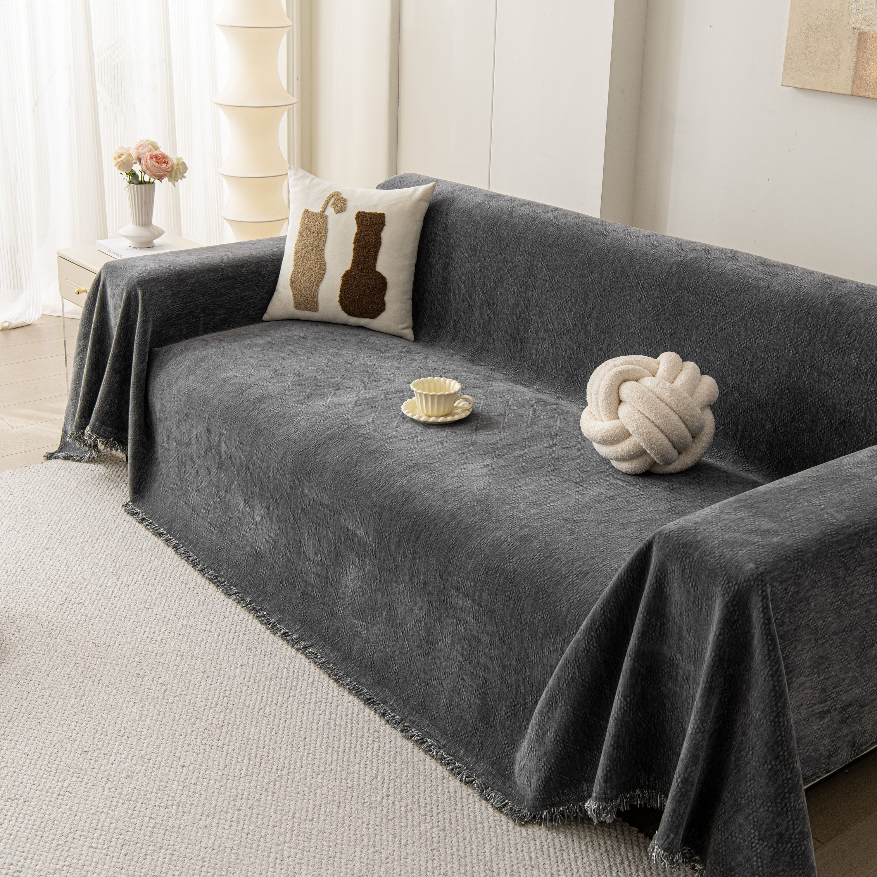 Soft Textured Couch Cover Slipcover Blanket, Modern Couch Covers for Dogs Washable