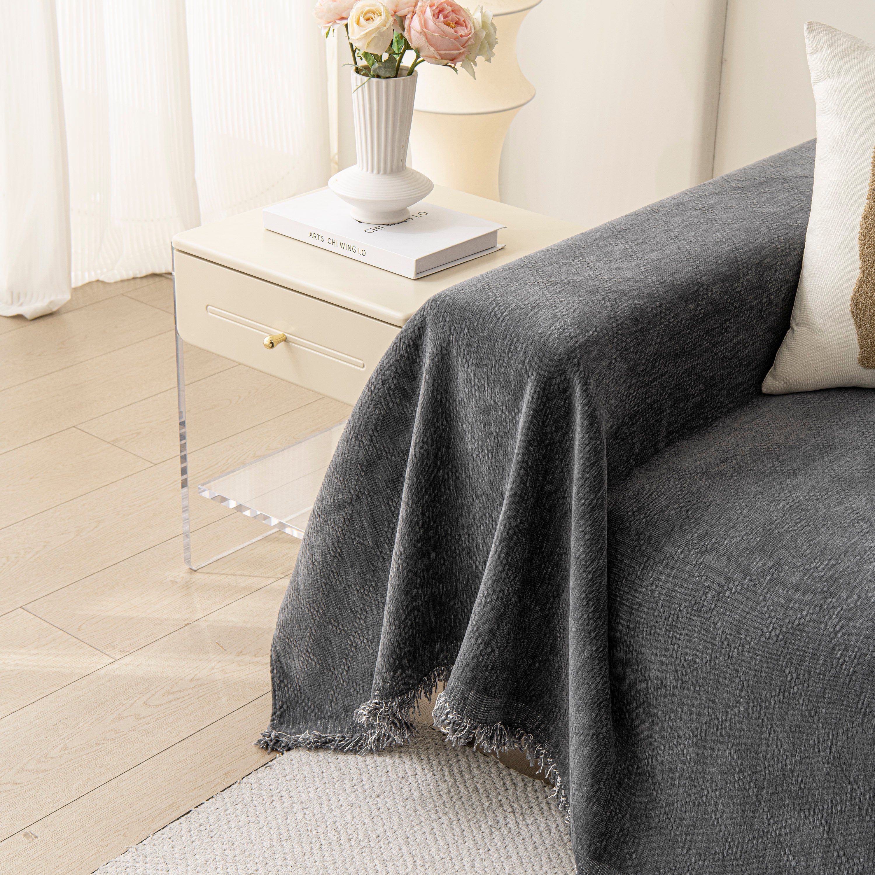 Soft Textured Couch Cover Slipcover Blanket, Modern Couch Covers for Dogs Washable