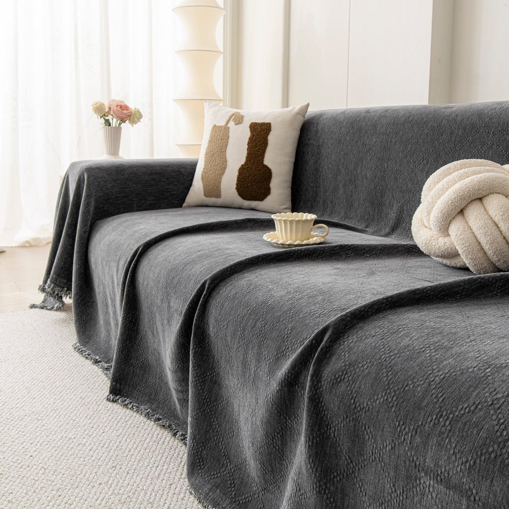 Soft Textured Couch Cover Slipcover Blanket, Modern Couch Covers for Dogs Washable