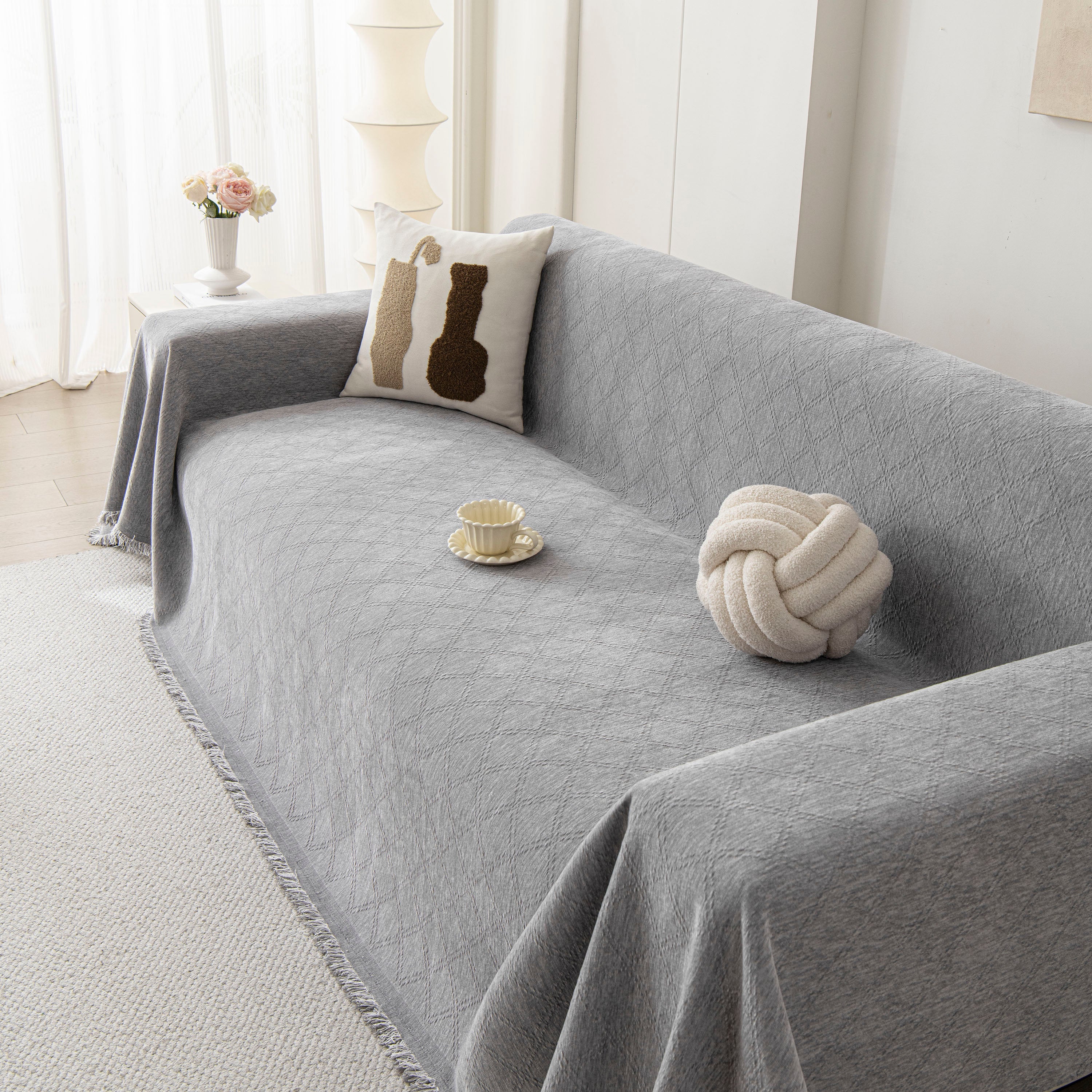 Soft Textured Couch Cover Slipcover Blanket, Modern Couch Covers for Dogs Washable