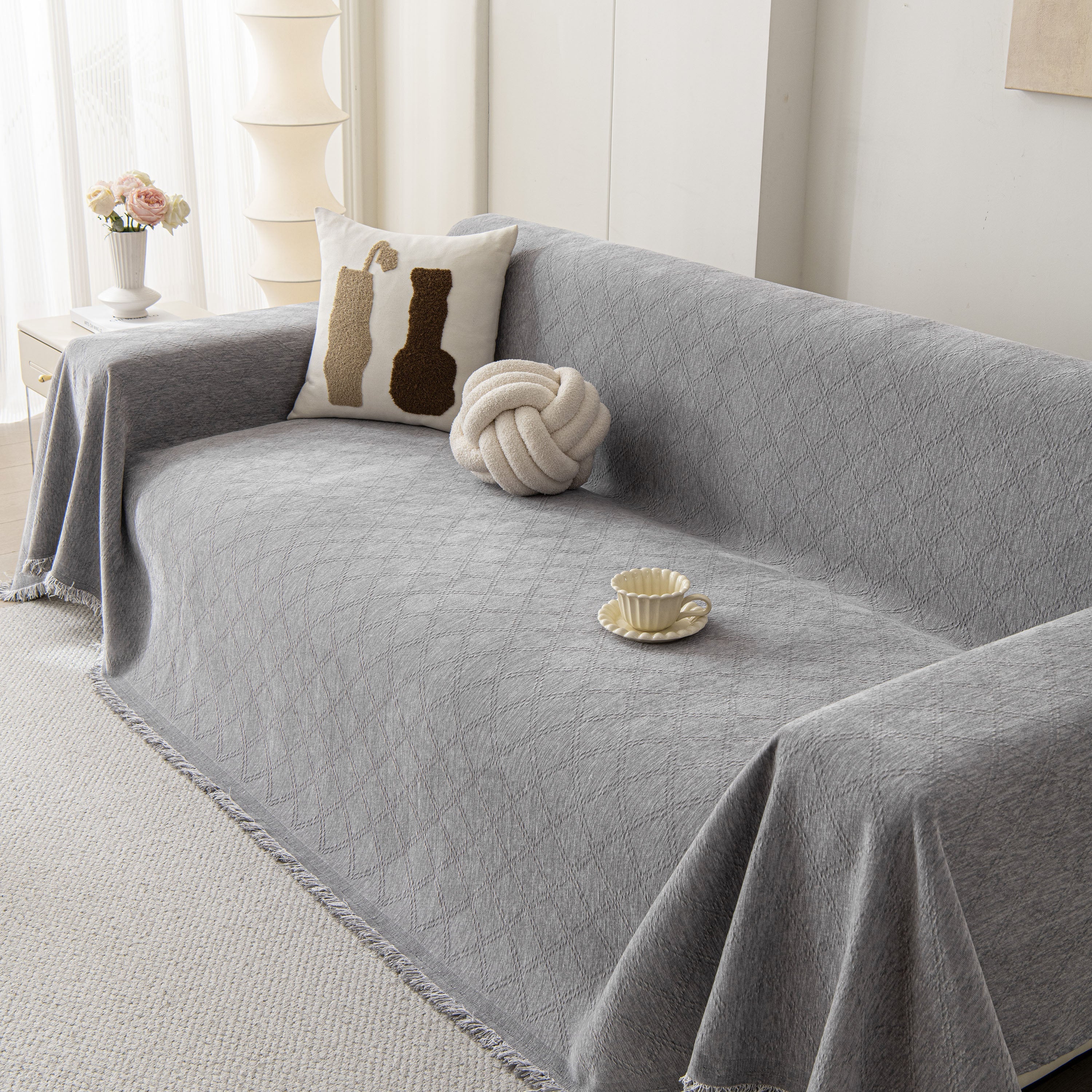 Soft Textured Couch Cover Slipcover Blanket, Modern Couch Covers for Dogs Washable