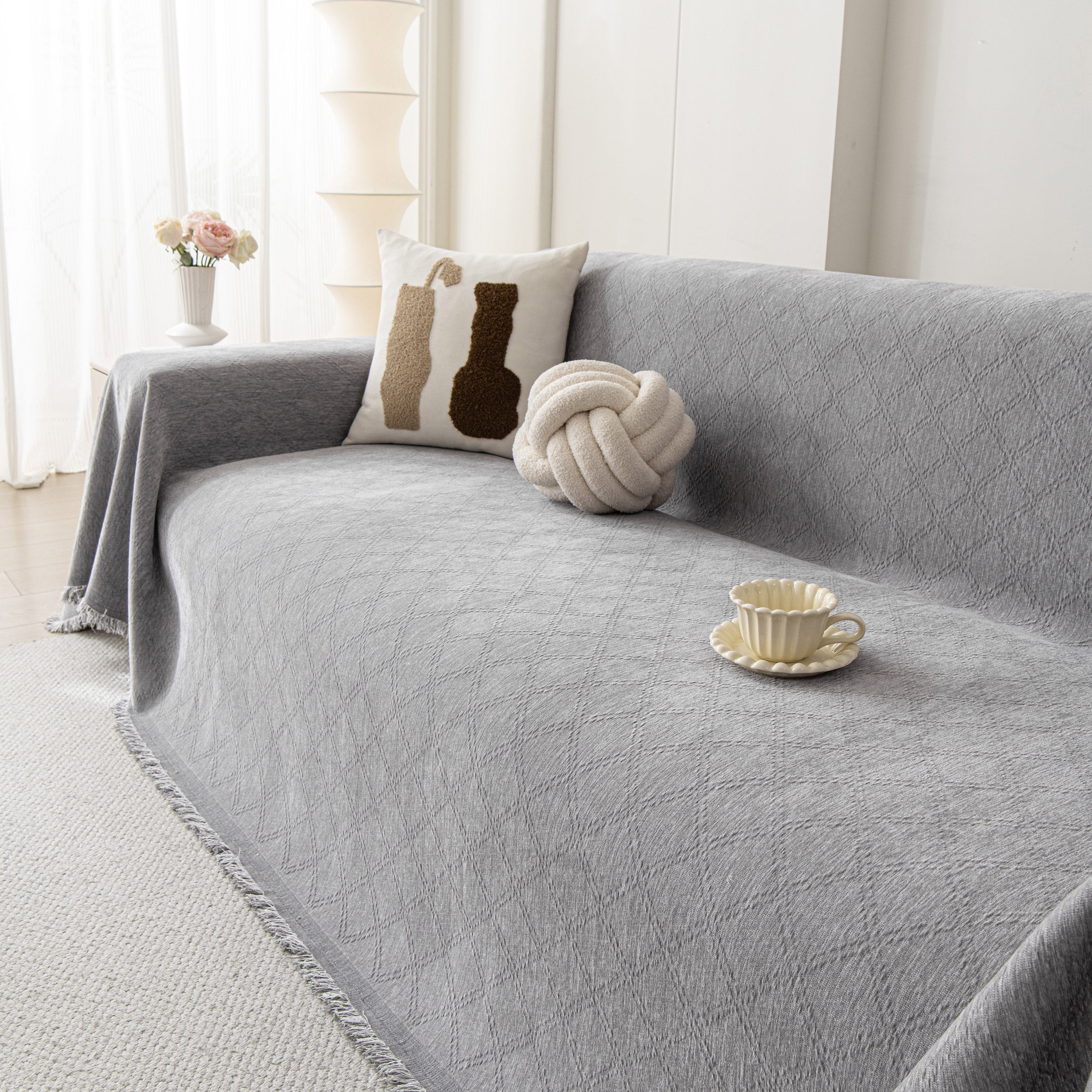 Soft Textured Couch Cover Slipcover Blanket, Modern Couch Covers for Dogs Washable