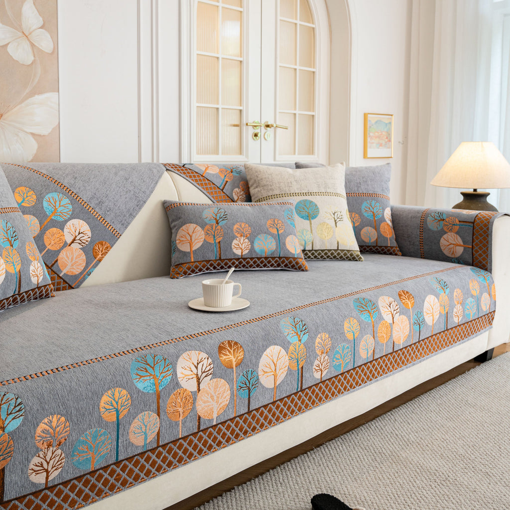 Sofa Cover for Couch, Non-Slip Sectional Couch Cover with Woven Tree Pattern
