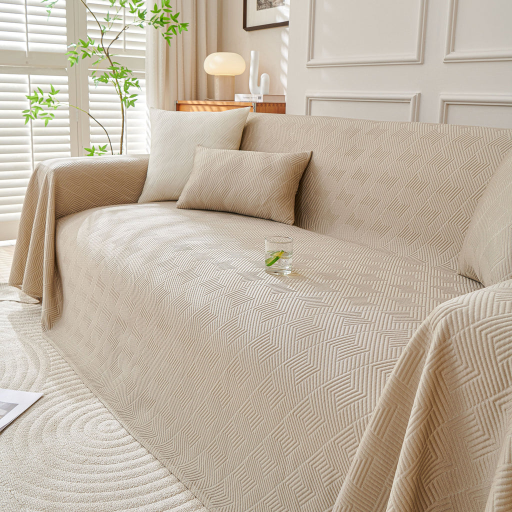 Cooling Scratch Proof Large Sofa Throw Cover, Geometric Texture Couch Protector