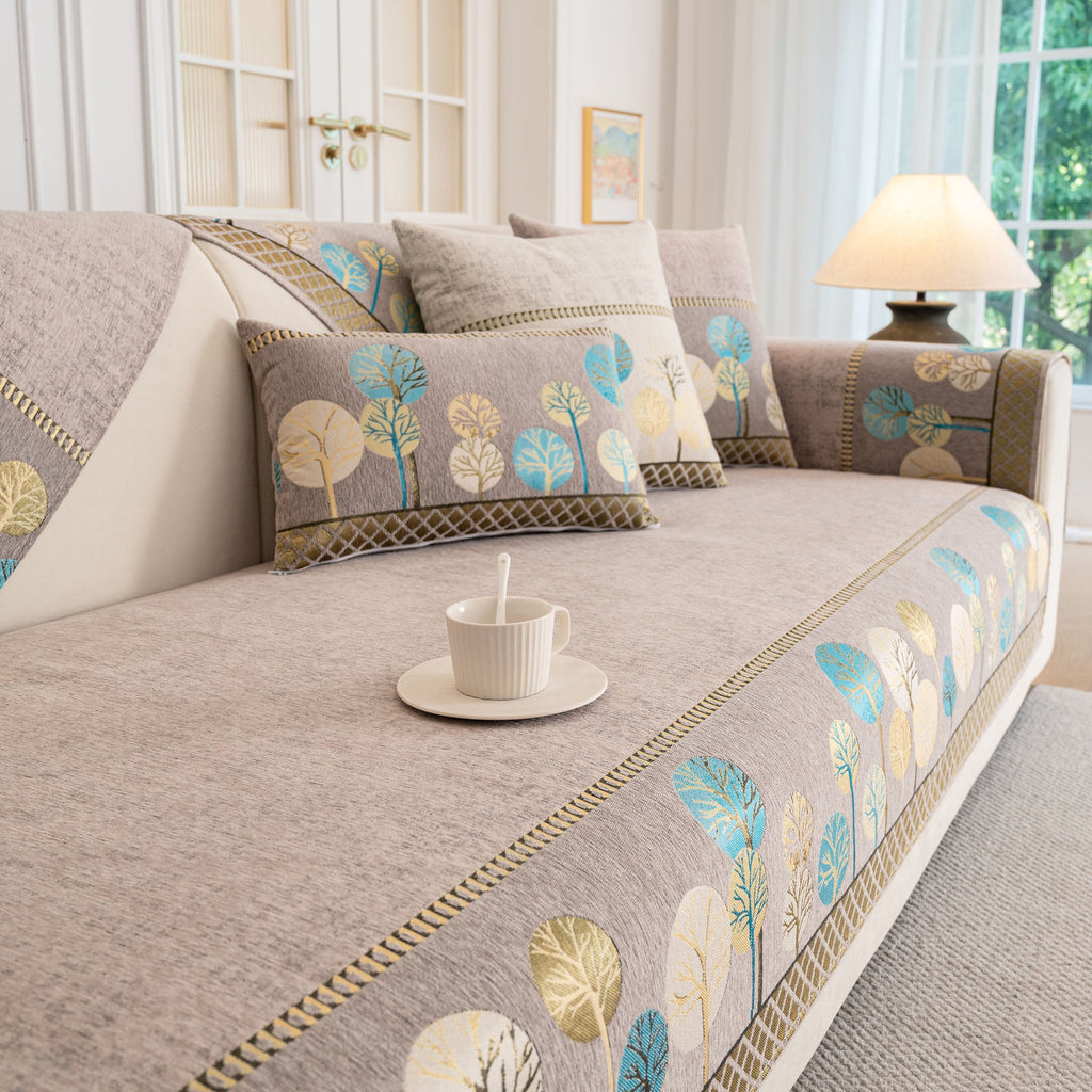 Sofa Cover for Couch, Non-Slip Sectional Couch Cover with Woven Tree Pattern