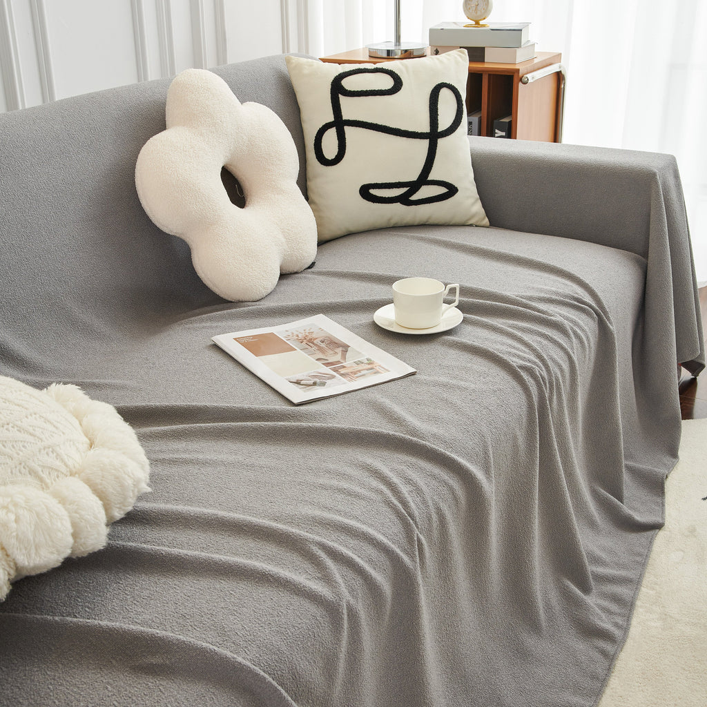 Teddy Throw Blanket and Stylish Slipcover for Couch, Waterproof Sofa Cover for Pets