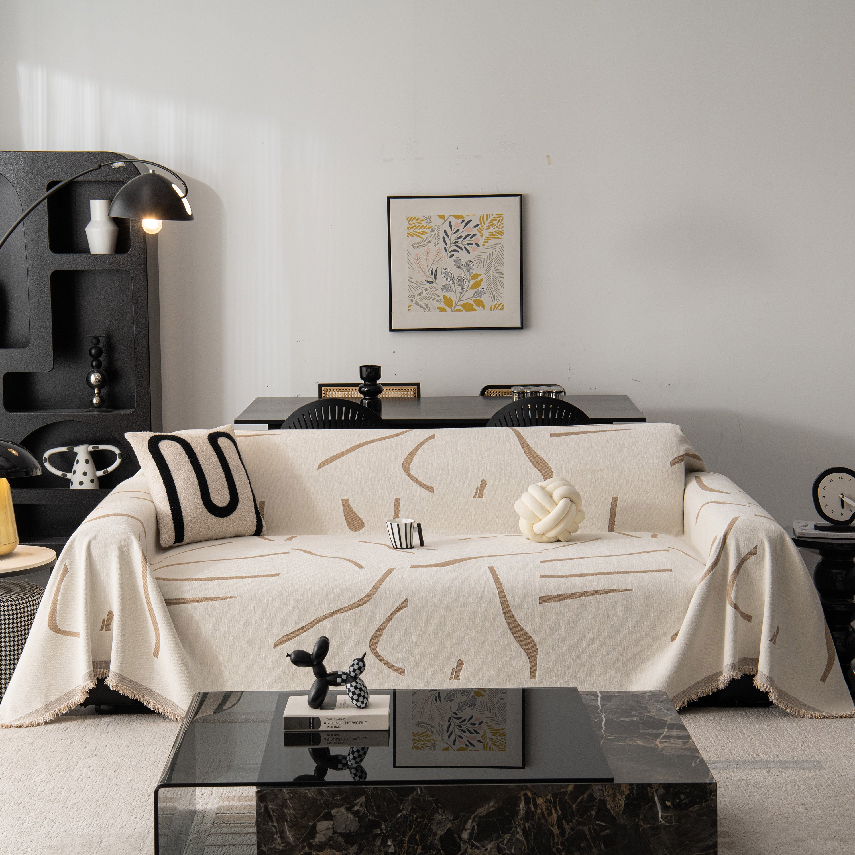 Modern Abstract Couch Cover Blanket, Decor Furniture Protector for Sectional Sofa