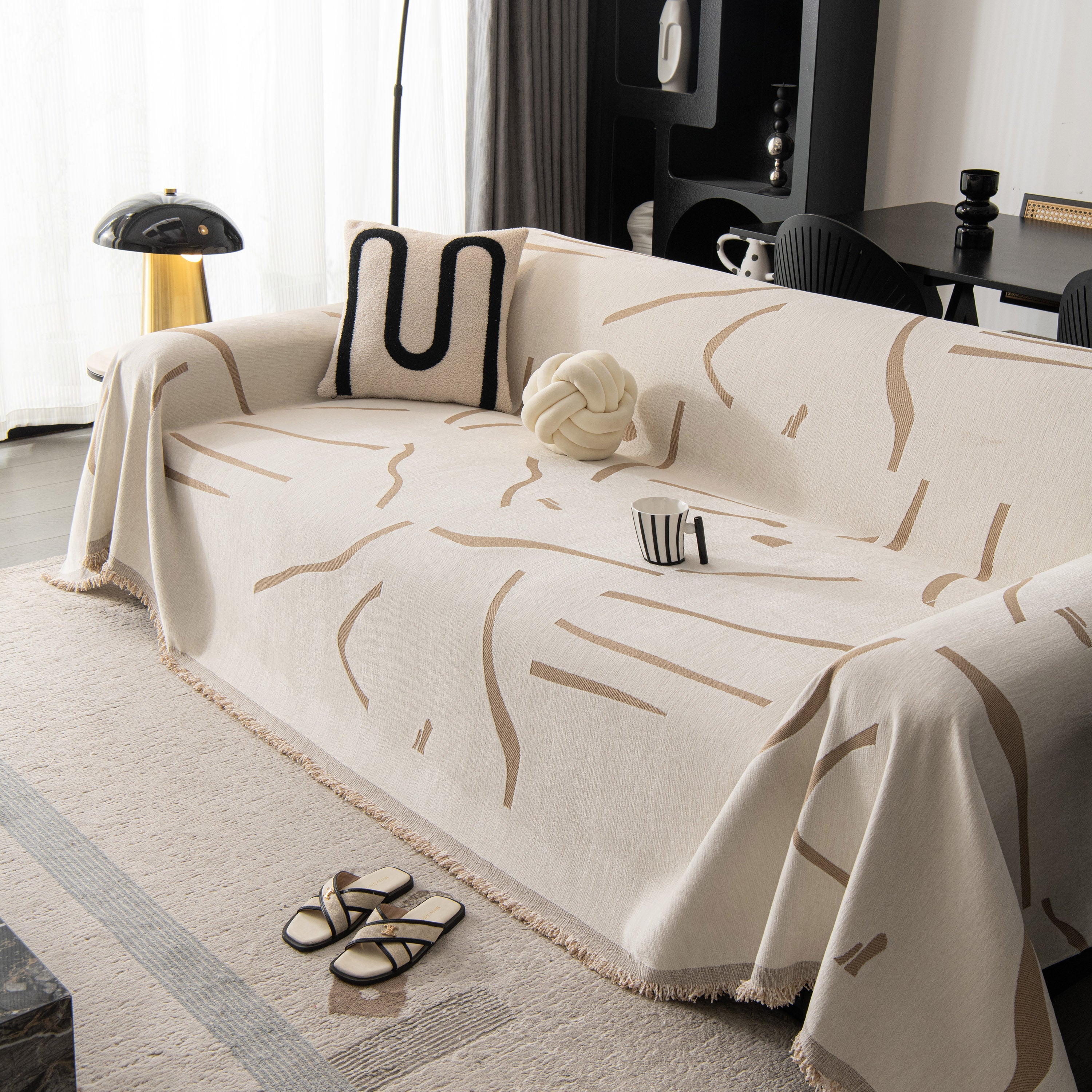 Modern Abstract Couch Cover Blanket, Decor Furniture Protector for Sectional Sofa