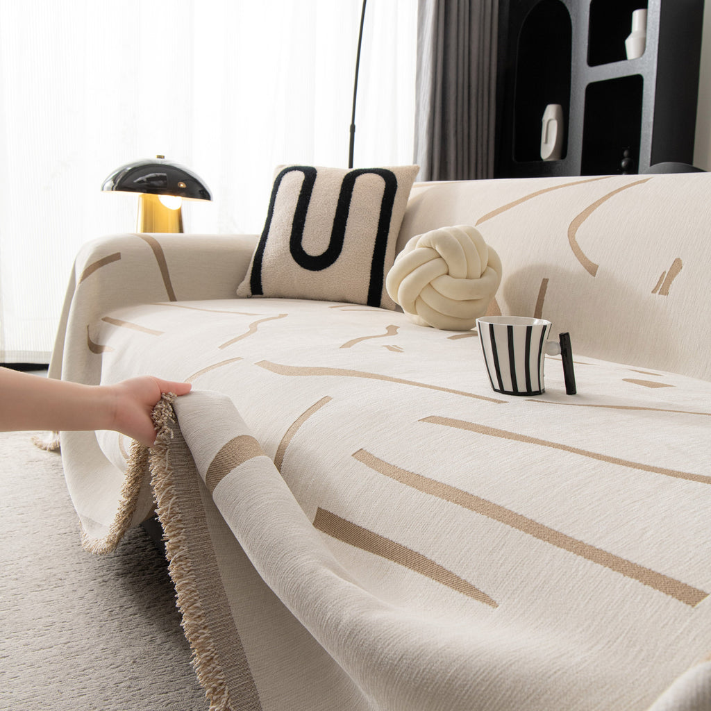 Modern Abstract Couch Cover Blanket, Decor Furniture Protector for Sectional Sofa
