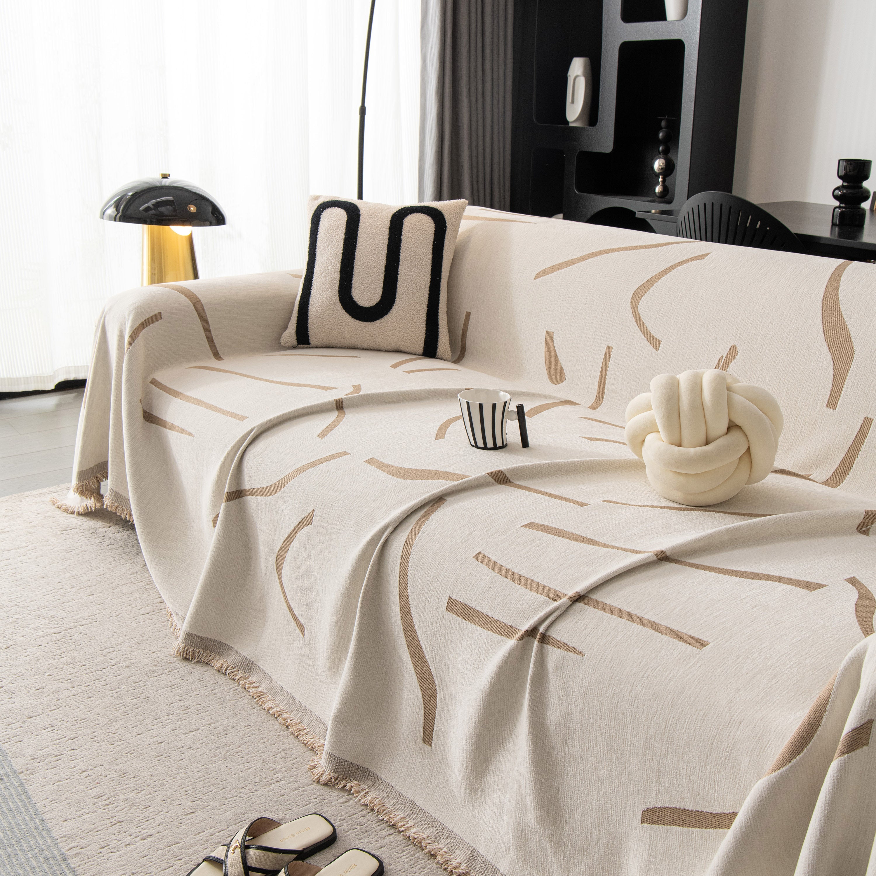 Modern Abstract Couch Cover Blanket, Decor Furniture Protector for Sectional Sofa