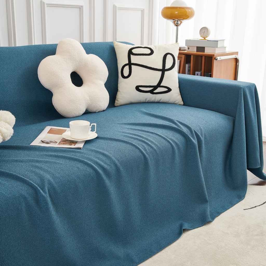 Teddy Throw Blanket and Stylish Slipcover for Couch, Waterproof Sofa Cover for Pets