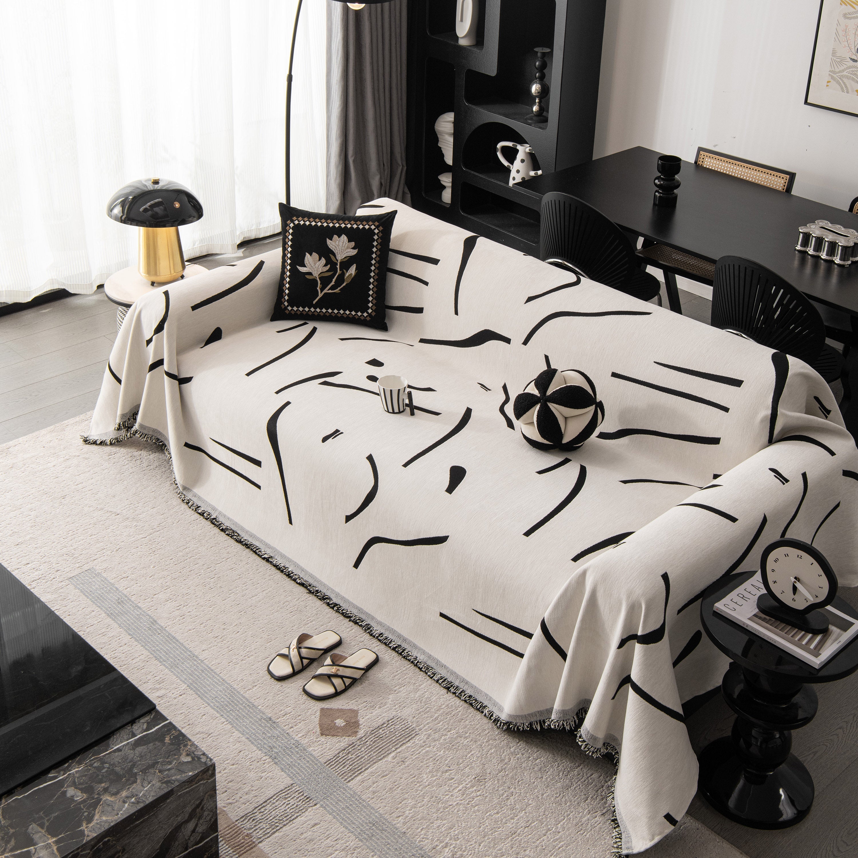 Modern Abstract Couch Cover Blanket, Decor Furniture Protector for Sectional Sofa