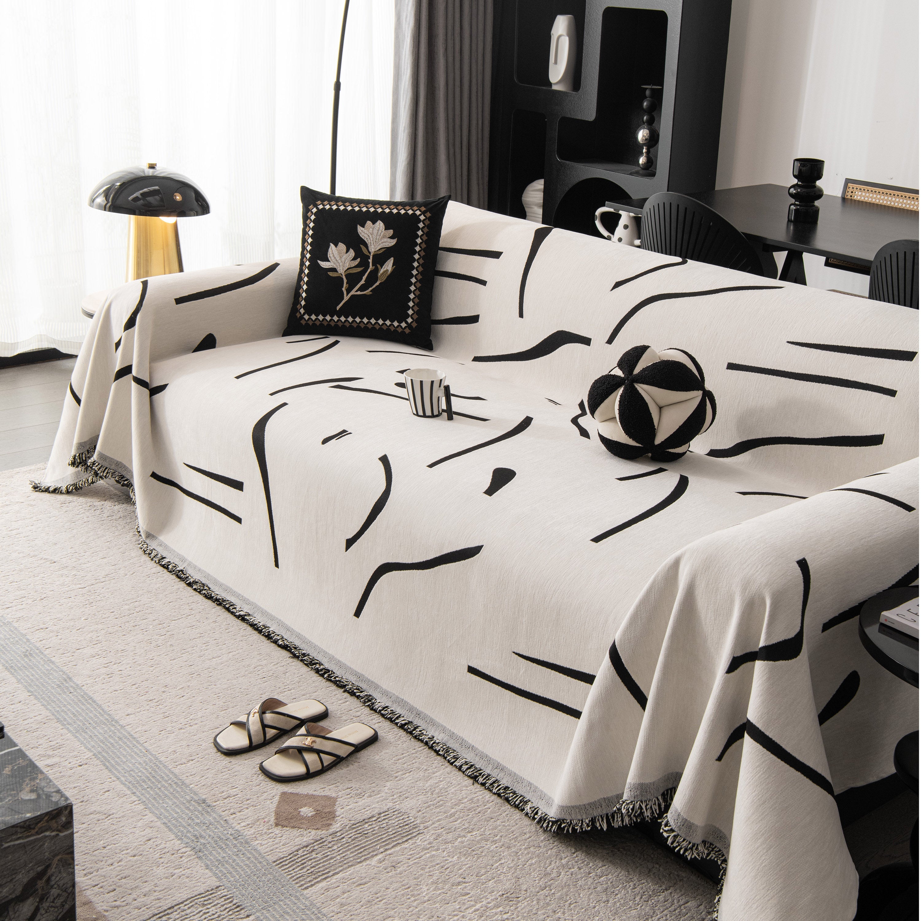 Modern Abstract Couch Cover Blanket, Decor Furniture Protector for Sectional Sofa