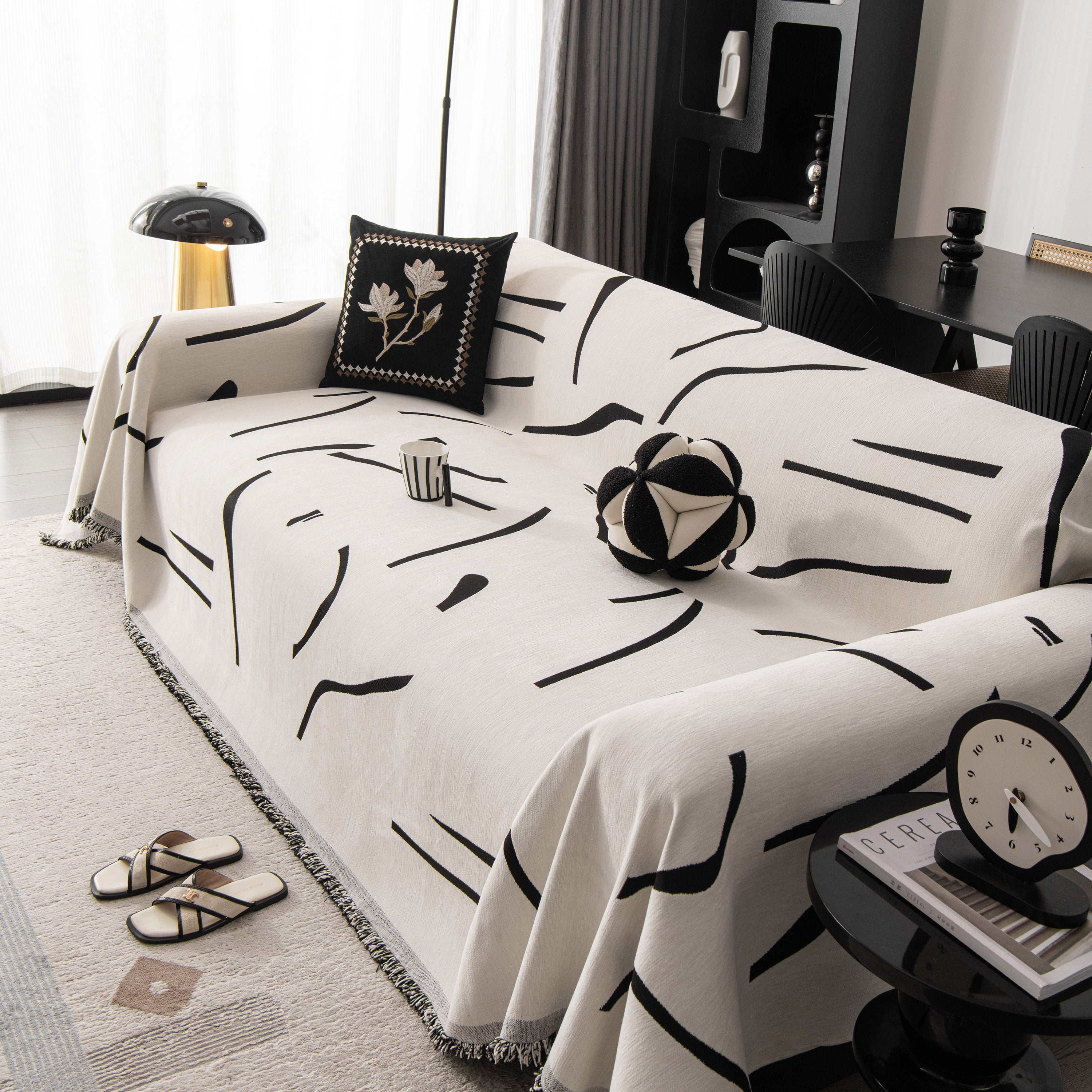 Modern Abstract Couch Cover Blanket, Decor Furniture Protector for Sectional Sofa