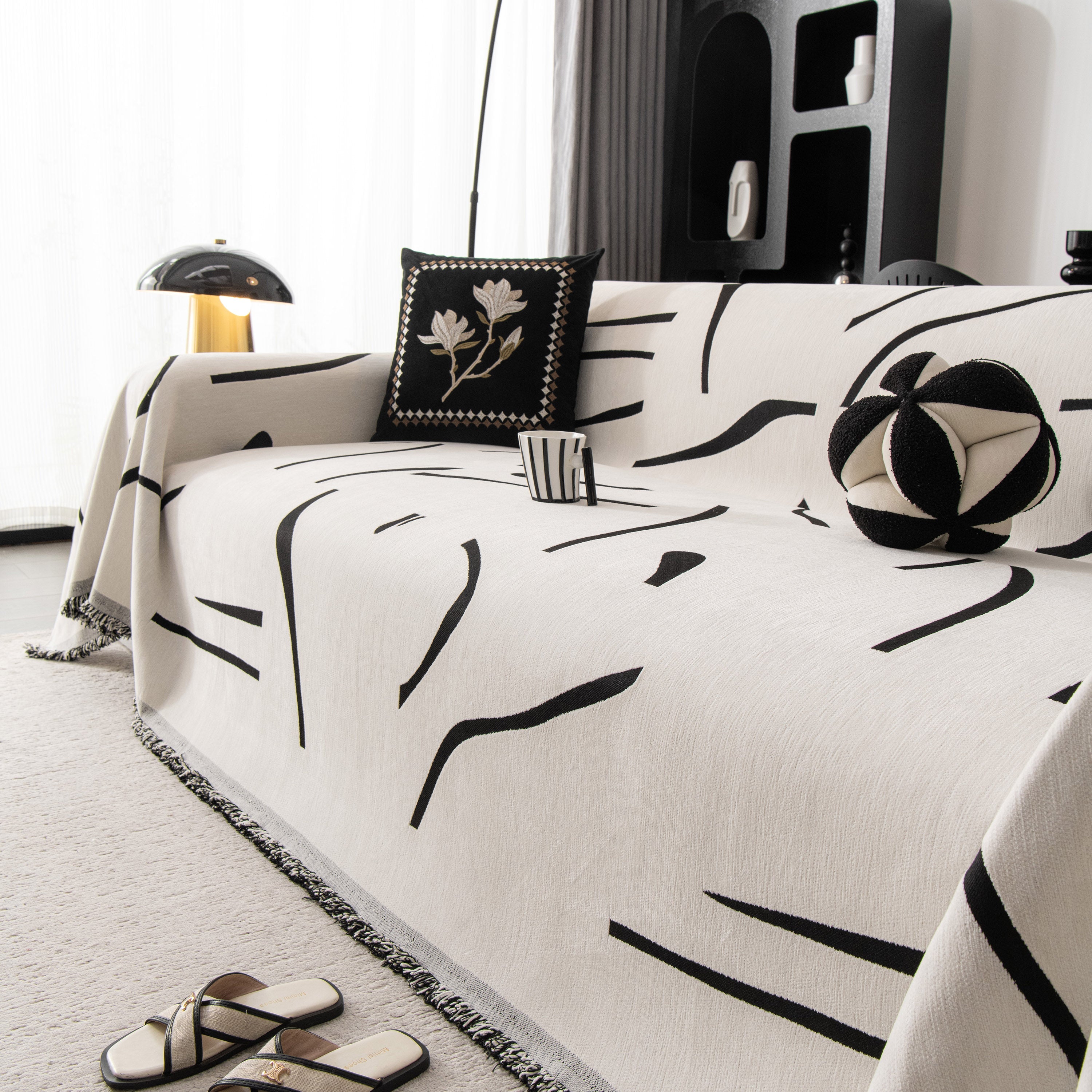 Modern Abstract Couch Cover Blanket, Decor Furniture Protector for Sectional Sofa