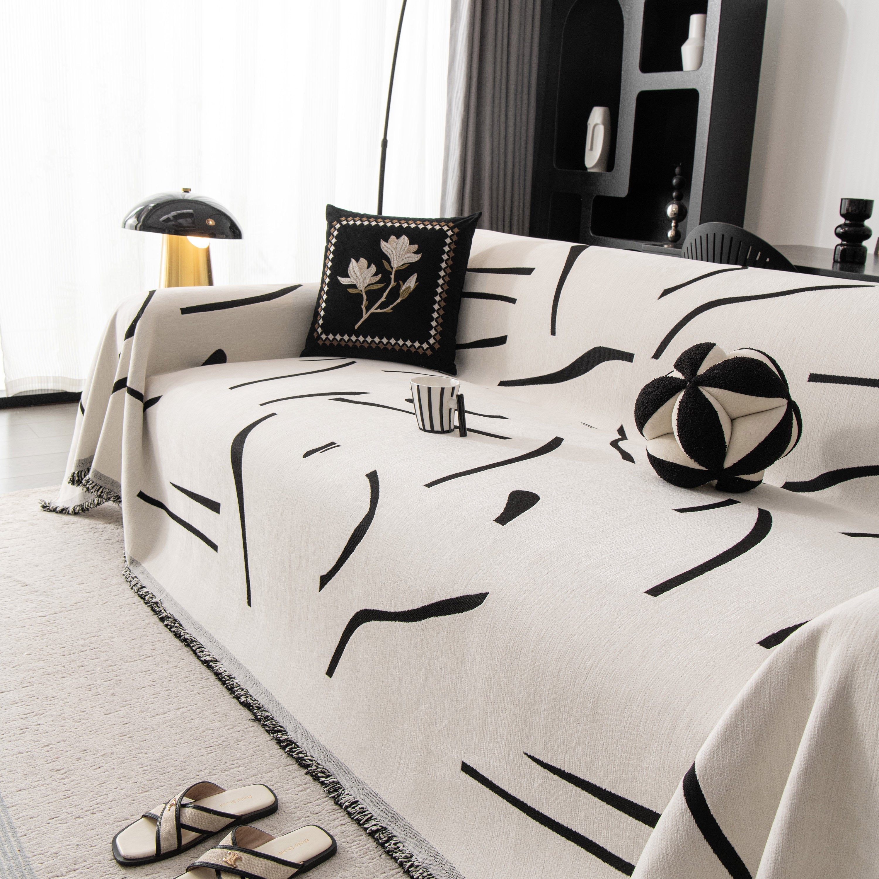 Modern Abstract Couch Cover Blanket, Decor Furniture Protector for Sectional Sofa