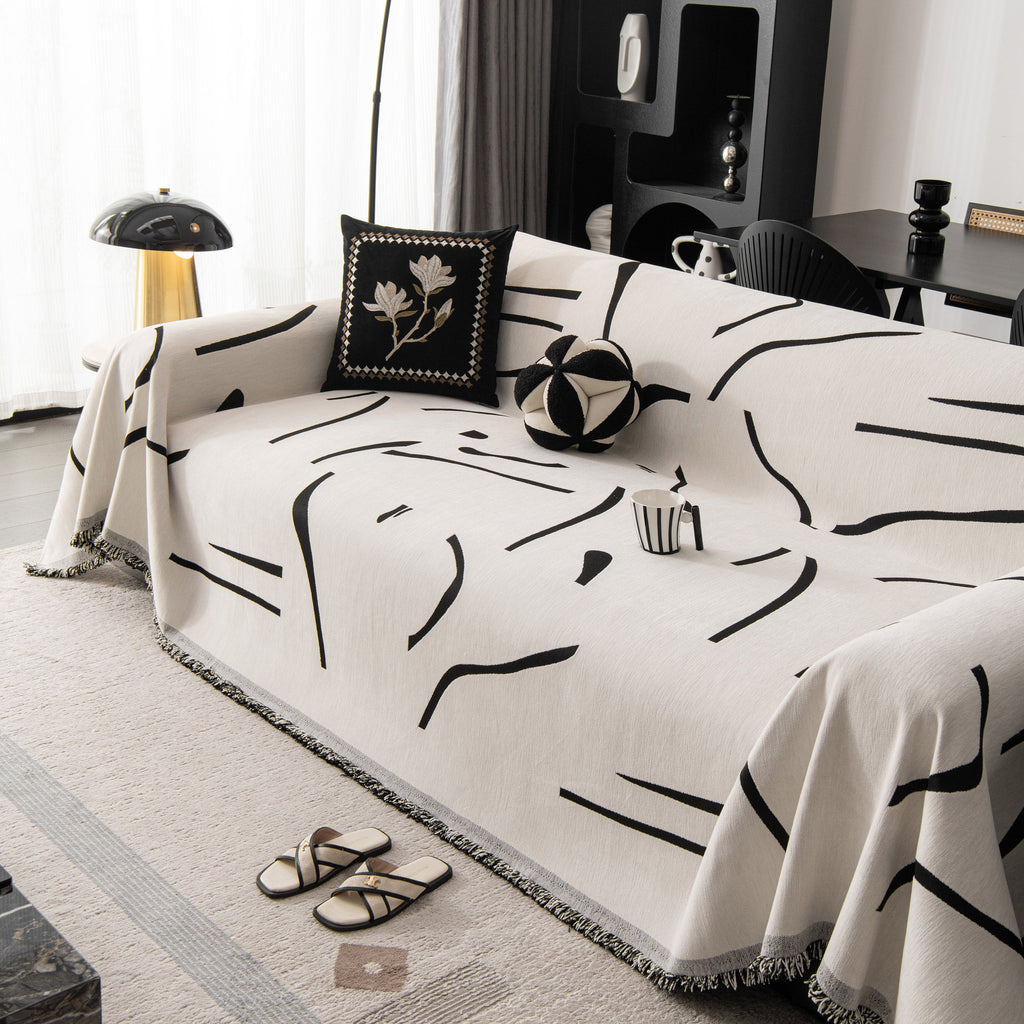 Modern Abstract Couch Cover Blanket, Decor Furniture Protector for Sectional Sofa