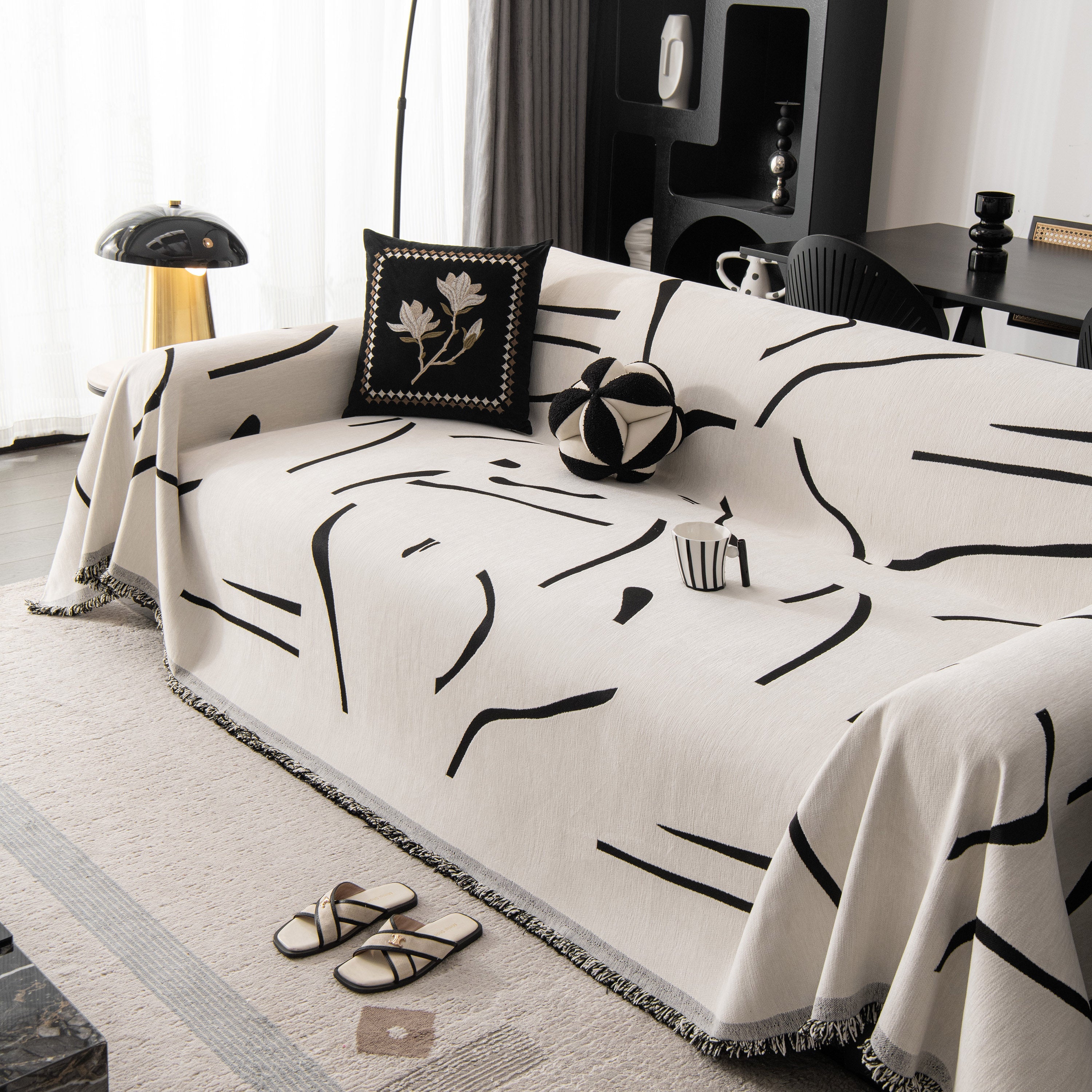 Modern Abstract Couch Cover Blanket, Decor Furniture Protector for Sectional Sofa
