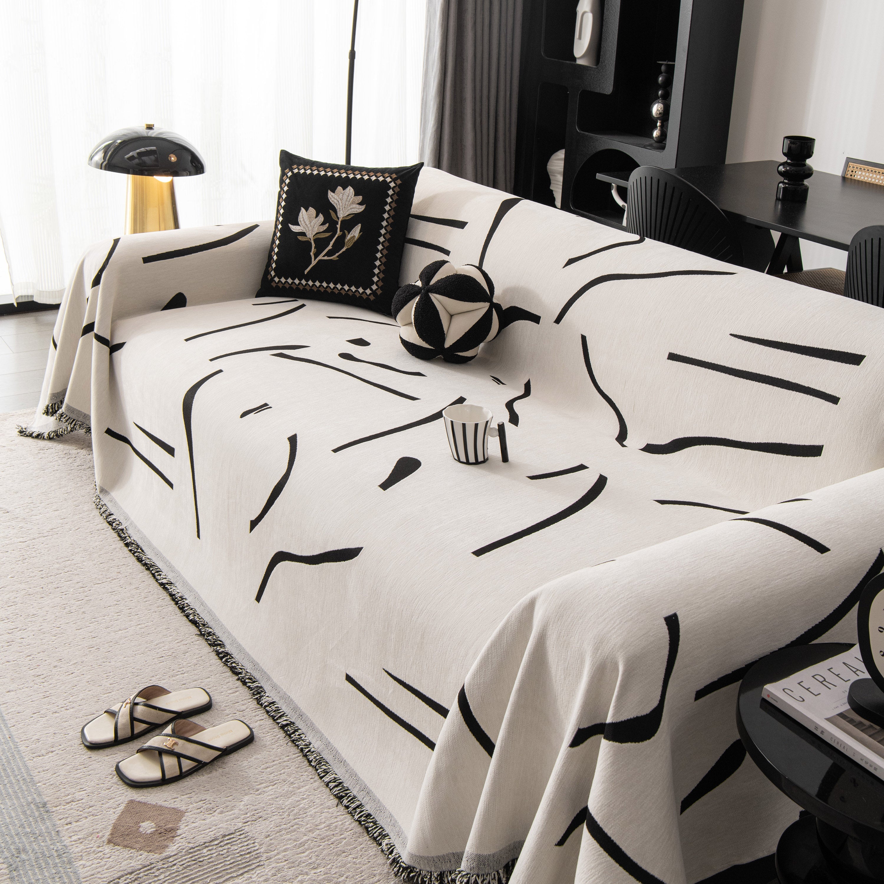 Modern Abstract Couch Cover Blanket, Decor Furniture Protector for Sectional Sofa