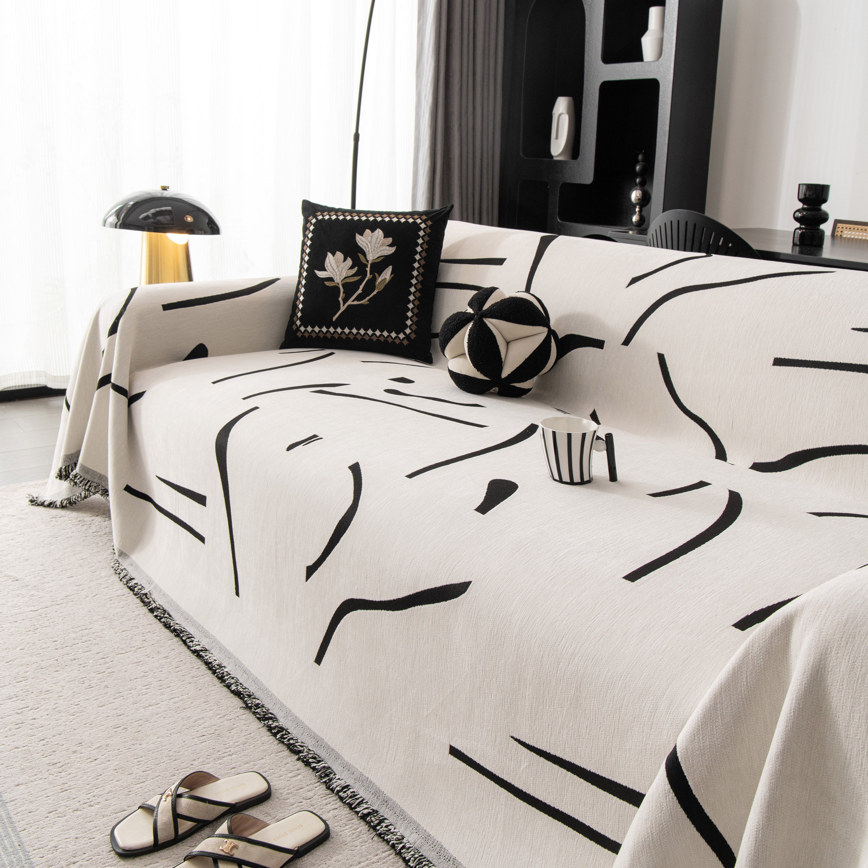 Modern Abstract Couch Cover Blanket, Decor Furniture Protector for Sectional Sofa