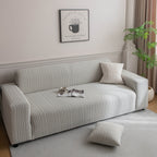 Plush Fleece Sofa Slipcover with 3D Wheat Pattern, Cozy High-Stretch Couch Cover