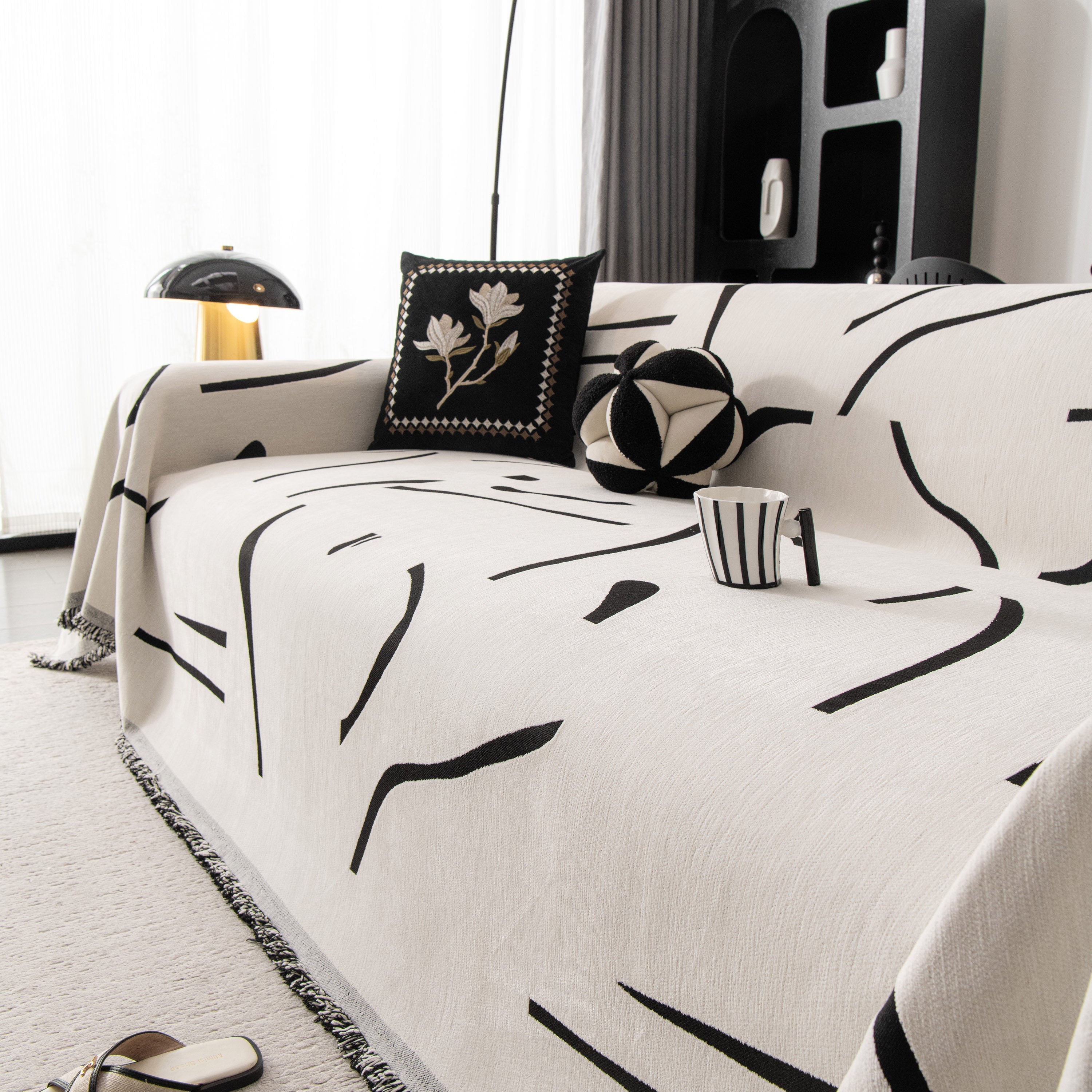 Modern Abstract Couch Cover Blanket, Decor Furniture Protector for Sectional Sofa