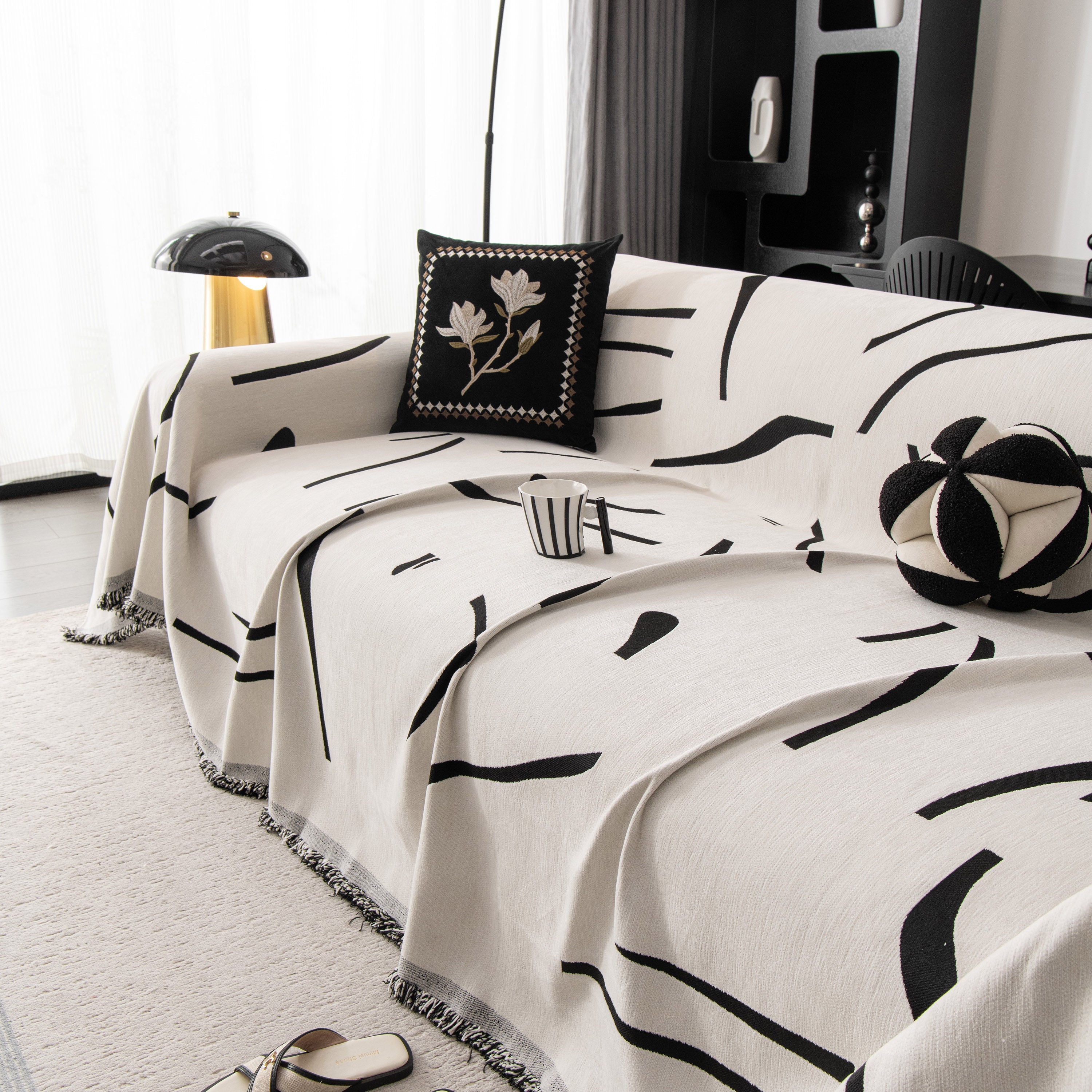 Modern Abstract Couch Cover Blanket, Decor Furniture Protector for Sectional Sofa