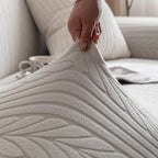 Plush Fleece Sofa Slipcover with 3D Wheat Pattern, Cozy High-Stretch Couch Cover
