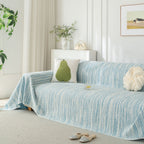 Summer Cooling Ice Silk Sofa Cover, Textured Stripe Soft Breathable Couch Throw Cover