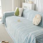 Summer Cooling Ice Silk Sofa Cover, Textured Stripe Soft Breathable Couch Throw Cover
