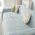 Summer Cooling Ice Silk Sofa Cover, Textured Stripe Soft Breathable Couch Throw Cover